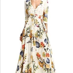 Floral Bohemian Button Down Maxi Dress